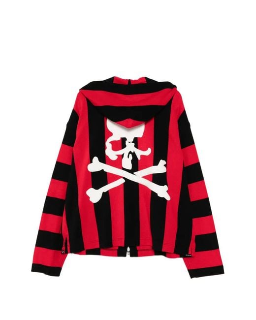 MASTERMIND WORLD Red Striped Drawstring Hoodie for men