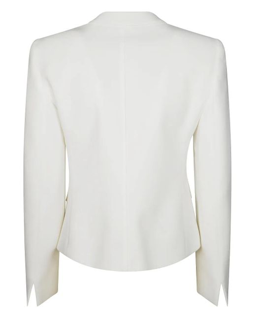 Max Mara White Collarless Jacket