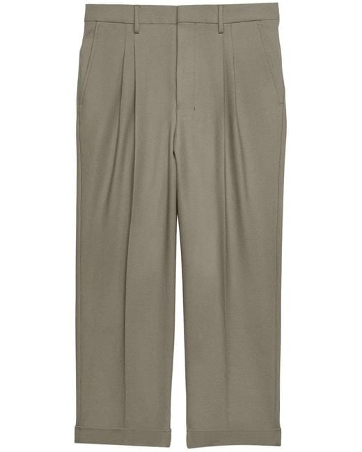 AMI Natural Box-Pleated Cropped Trousers for men