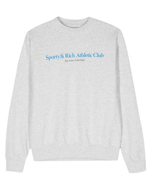 Sporty & Rich White Athletic Club Crewneck Mélange Sweatshirt