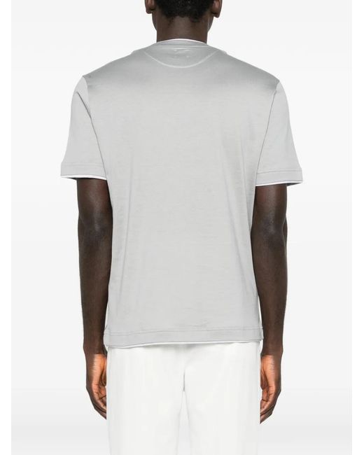 Eleventy Gray Piped T-Shirt for men