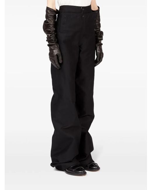 Maison Margiela Black Wide-Leg Satin Trousers