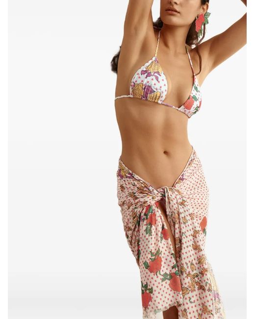 Donde Esteban Natural Floral-Print Pareo