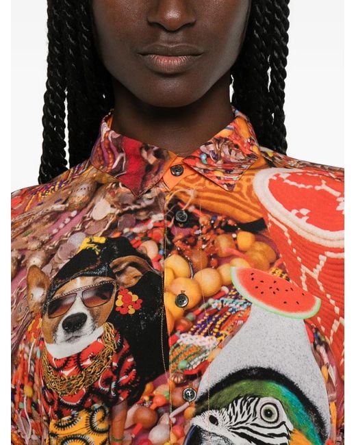 The Artistylist Red Jewelery Graphic-Print Long-Sleeve Shirt