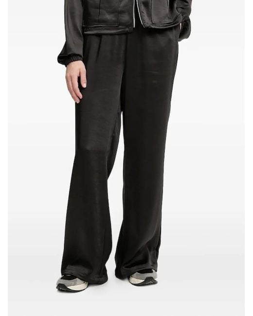 EA7 Black Elasticated-Waistband Satin Pants