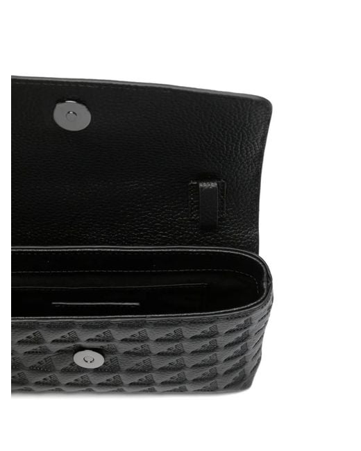 Emporio Armani Black Embossed Messenger Bag for men
