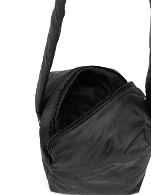 Y-3 Black Padd Logo-Print Padded Messenger Bag for men