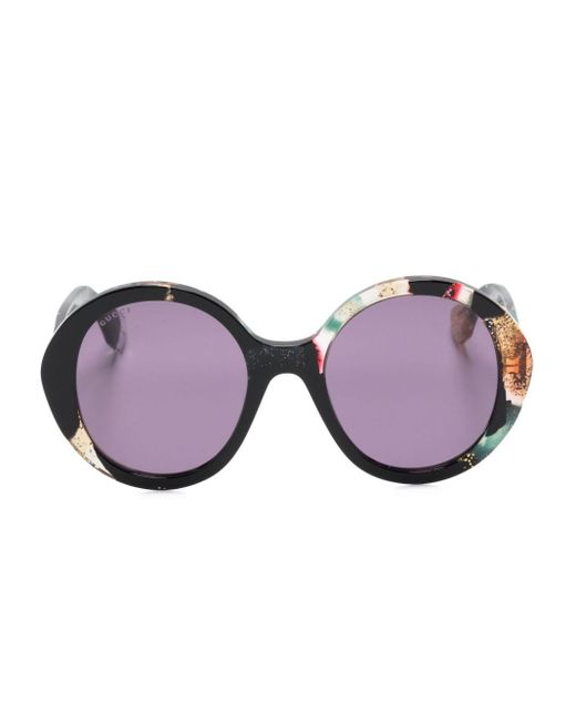 Gucci Purple Glittered Round-frame Sunglasses