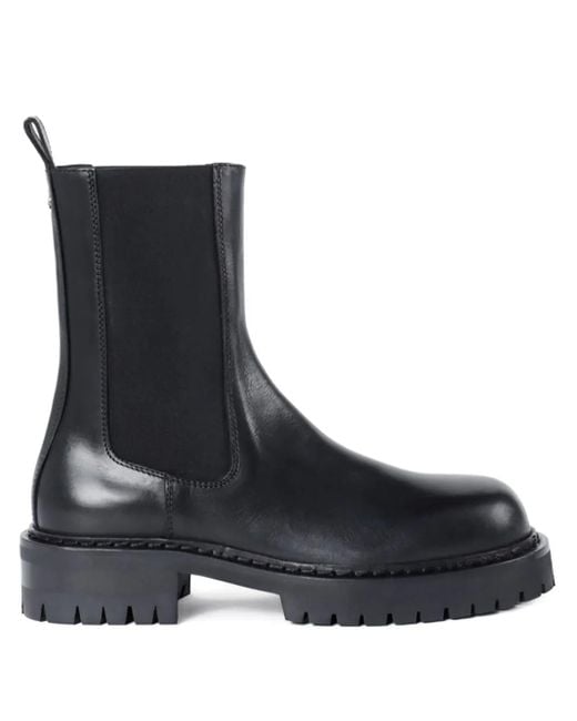Ann Demeulemeester Black Elastic-Panel Leather Boots