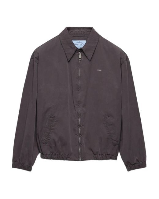 Prada Purple Shirt-Collar Welt-Pocket Jacket