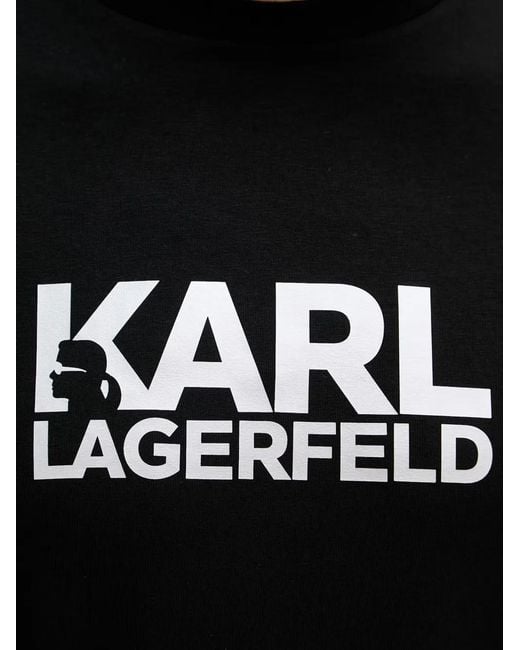 Karl Lagerfeld Black Logo-Print Cotton T-Shirt for men