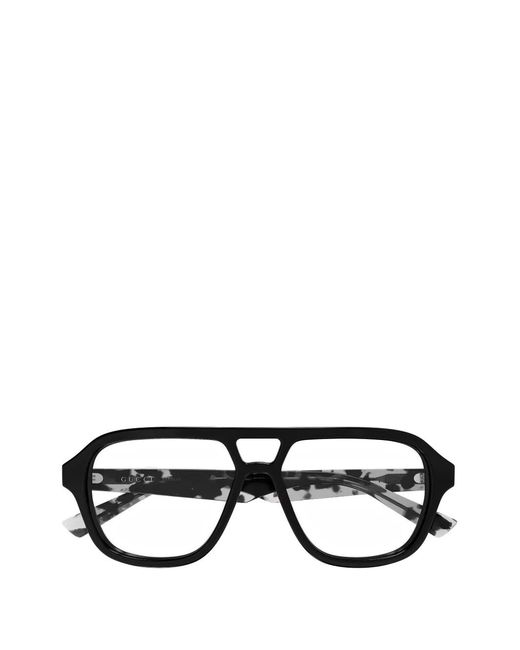 Gucci White Tortoiseshell-Effect Double-Bridge Glasses for men