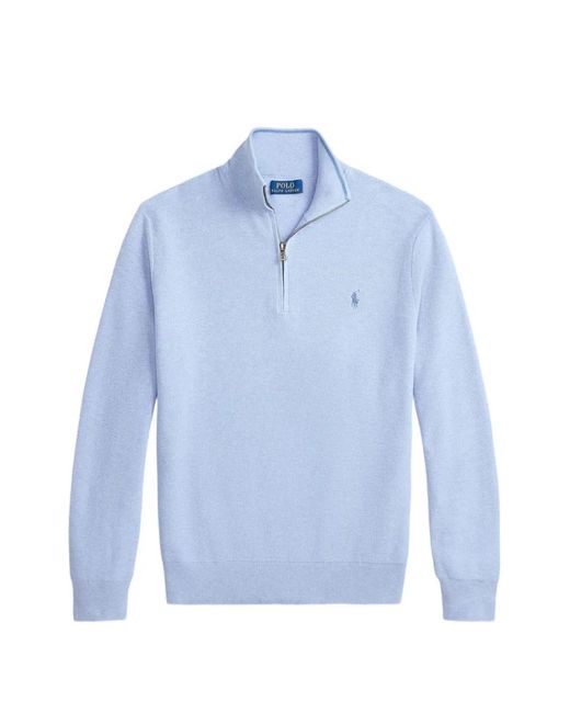 Polo Ralph Lauren Blue Quarter Zip Knit Sweater for men