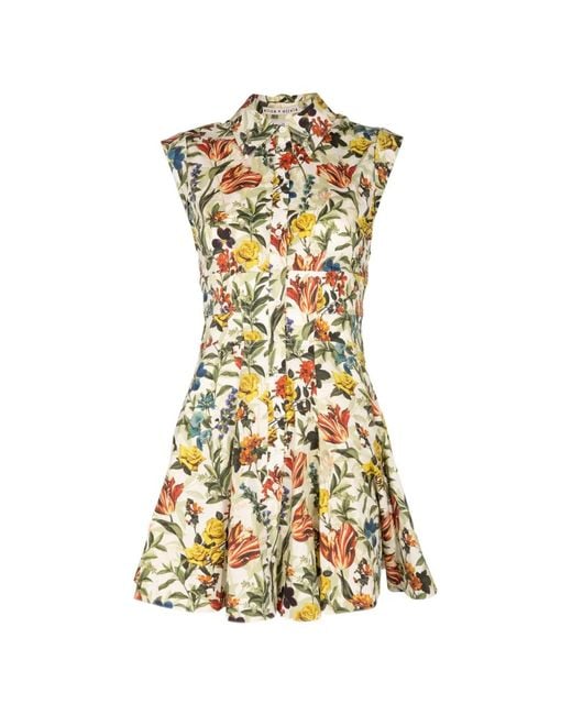 Alice + Olivia Metallic Kim Floral-Print Mini Dress