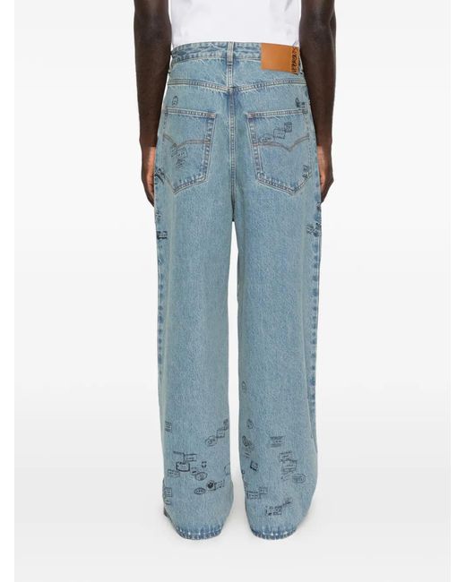 Vetements Blue Stamp-Print Jeans