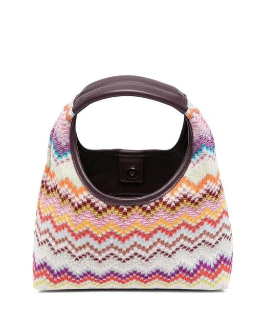 Missoni Pink Raschel Zigzag-Pattern Tote Bag