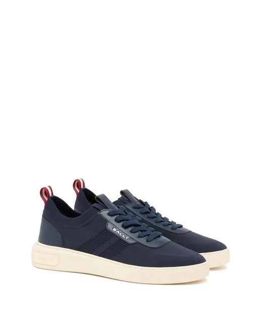 Bally Blue Knit Panelled Sneakers for men