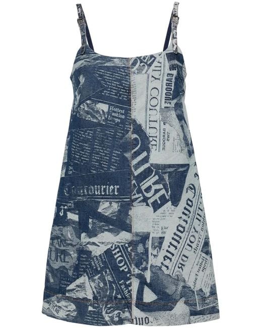 Versace Jeans Couture Blue Magazine Denim Minidress