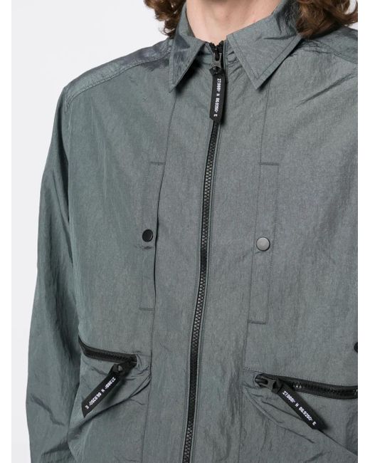 Spoonyard Blue Zip-Pockets Lightweight Shirt Jacket for men