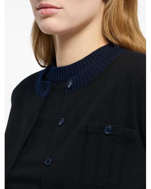 Barrie Black Ribbed Detailing Cardigan