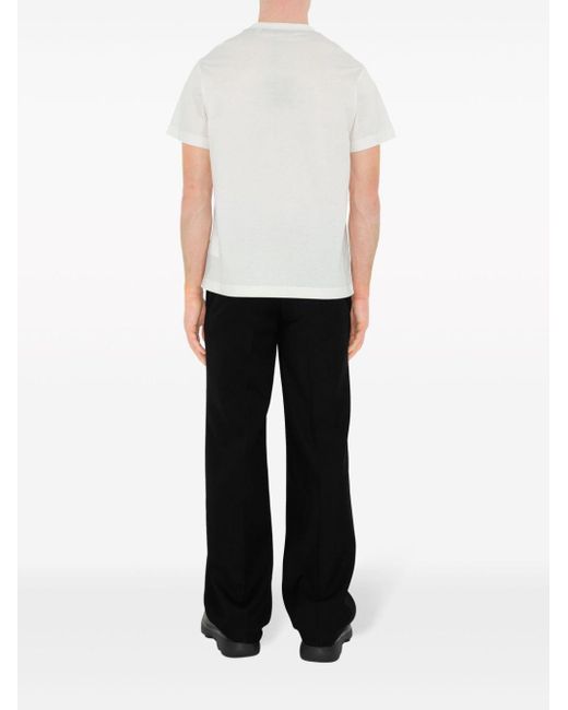 T-shirt en coton à broderies Burberry pour homme en coloris White