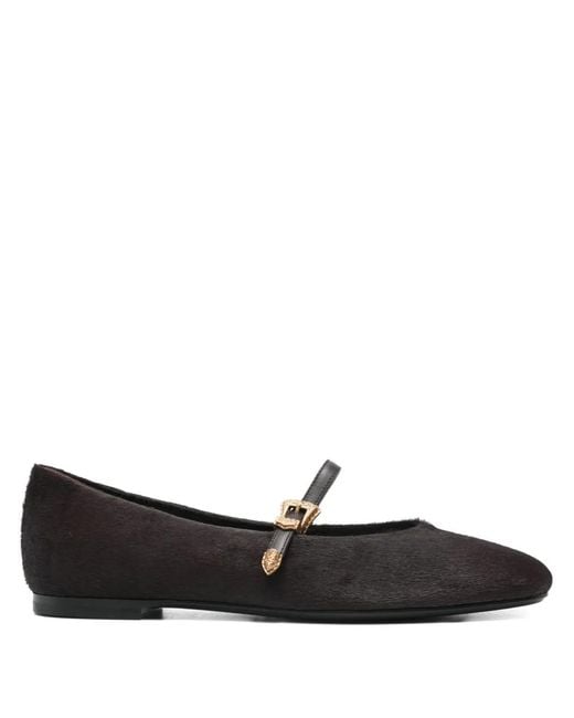 Roberto Festa Black Buckle-Detail Ballet Flats
