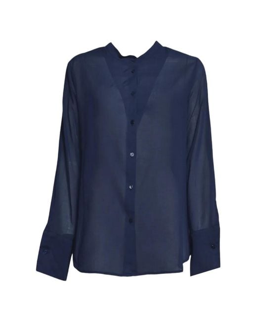 ..,merci Blue Sheer Cotton Shirt
