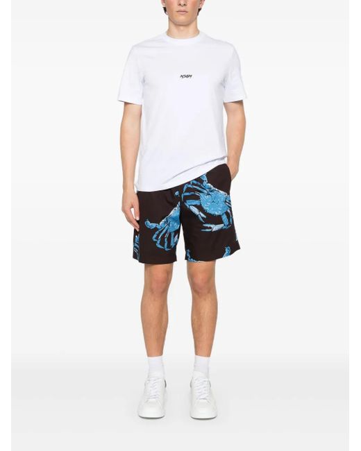 MSGM Blue Graphic-Print Shorts for men