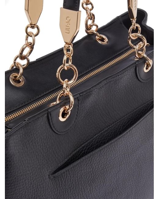 Liu Jo Black Medium Logo-Lettering Shoulder Bag