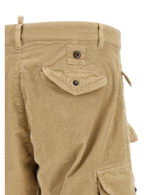 DSquared² Natural Multipocket Corduroy Cargo Pants for men