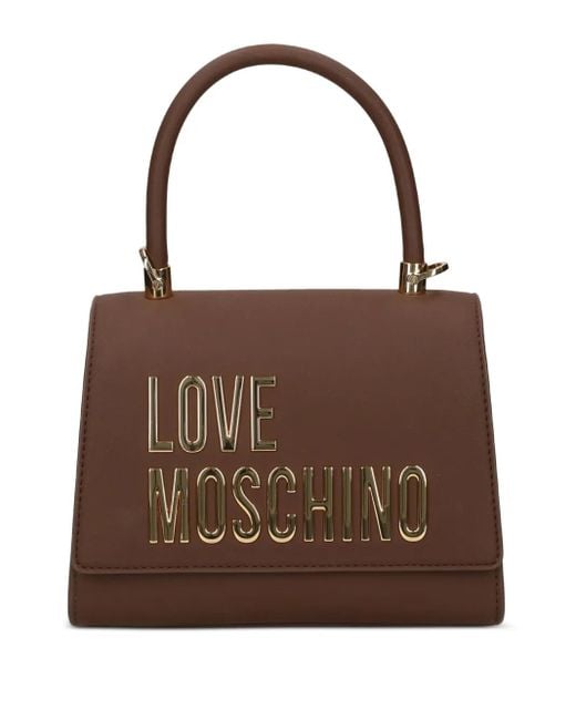 Love Moschino Brown Shopper mit Logo-Schild