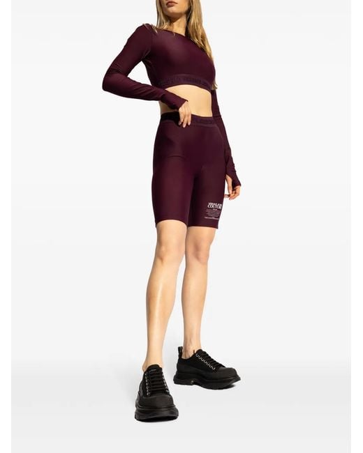 Versace Jeans Couture Purple Logo-Hem Cropped Top