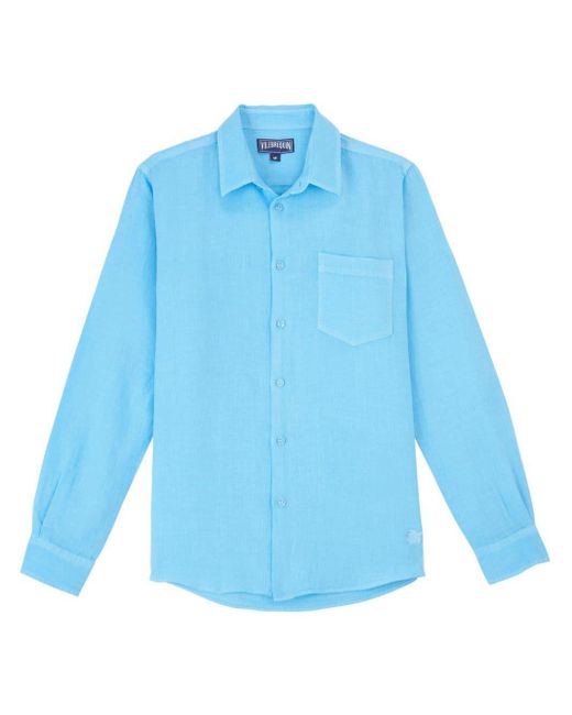 Chemise en lin à logo brodé Vilebrequin pour homme en coloris Blue