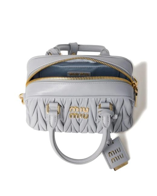 Sac Matelassé Arcadie En Cuir Nappa Miu Miu en coloris White