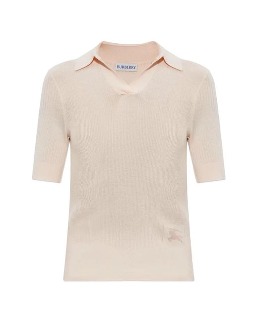 Burberry White Ribbed Knight-Motif T-Shirt