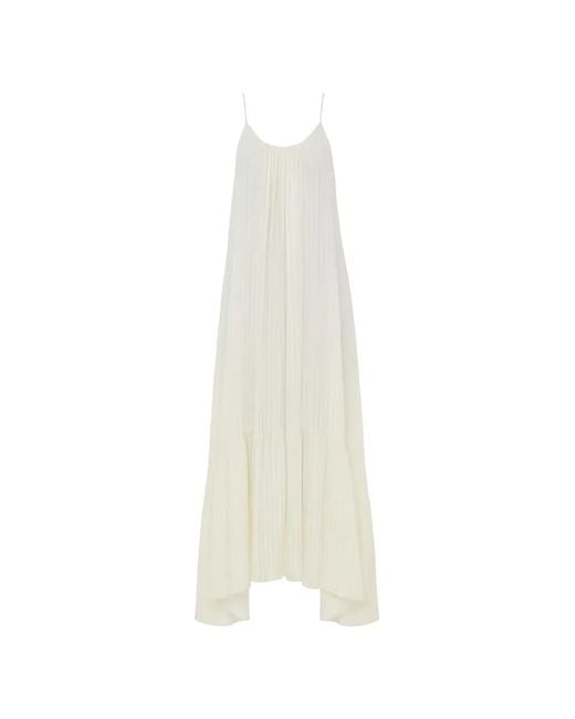 ELEH White Pinstriped Asymmetric Dress
