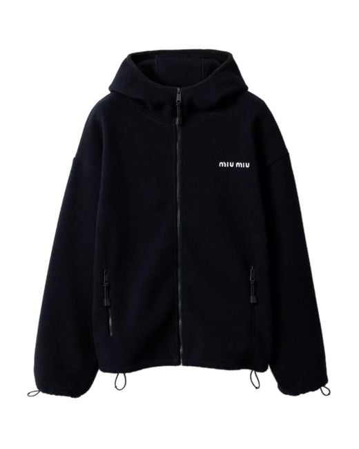 Hoodie En Polaire À Fermeture Zippée Miu Miu en coloris Black