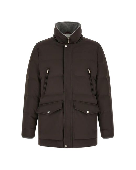 Brunello Cucinelli Black Quilted Hooded Parka for men