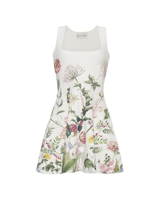 Cara Cara White Velma Floral-Print Mini Dress