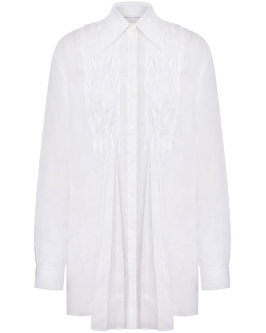Alberta Ferretti White Pleated Cotton Shirt