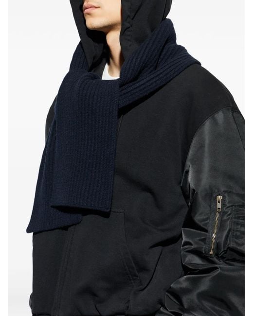 Maison Margiela Blue Ribbed Scarf for men