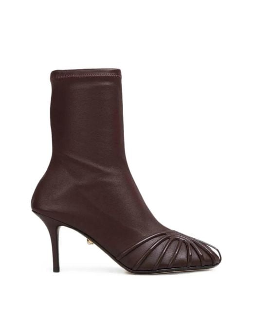 ALEVI Brown Karen Fan-Detail Ankle Boots