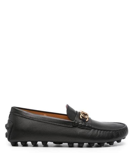 Tod's Black Logo-plaque Loafers