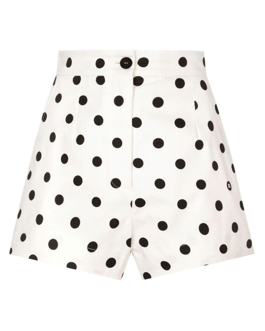 Dolce & Gabbana White High-Waist-Shorts mit Polka Dots