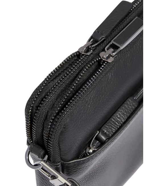 Piquadro Black Leather Clutch Bag for men