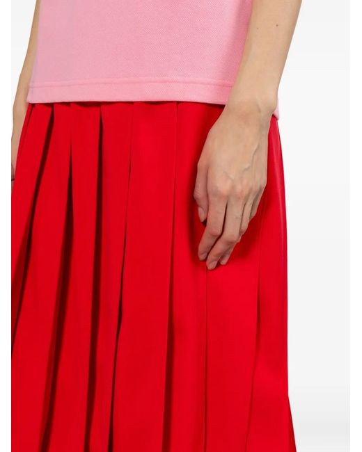 Comme des Garçons Red Pleated Midi Skirt