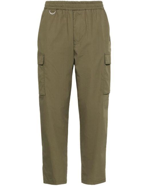 Low Brand Green Tapered Cropped Trousers for men