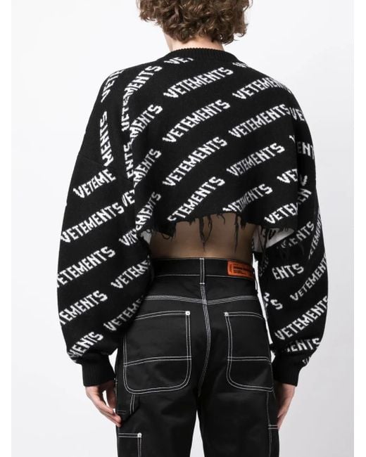 Maglione Con Effetto Vissuto di Vetements in Black da Uomo