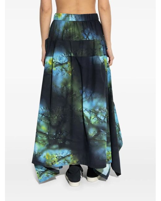 Y-3 Green Printed Maxi Skirt