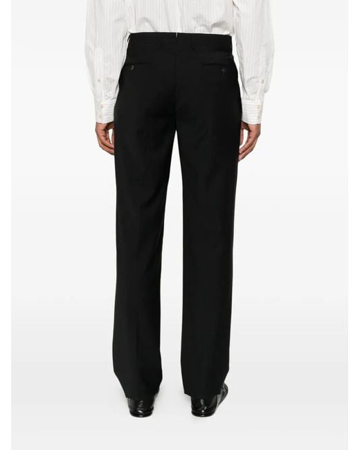 Germano 1952 Black Tailored Pressed-Crease Trousers for men